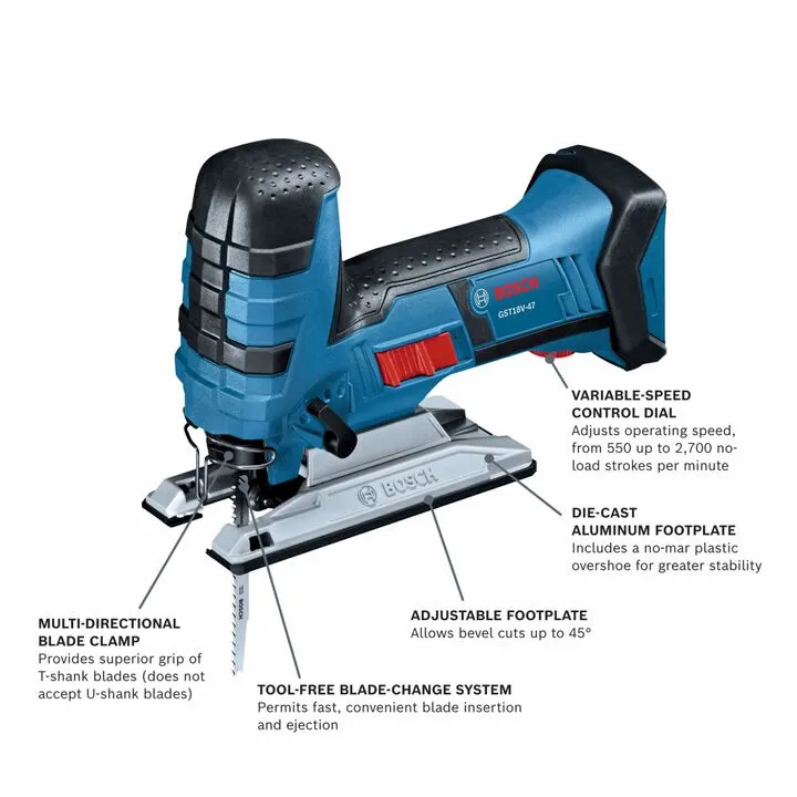Bosch 18V Barrel-Grip Jig Saw (Bare Tool) - Certified Reconditioned Professional Performance 1