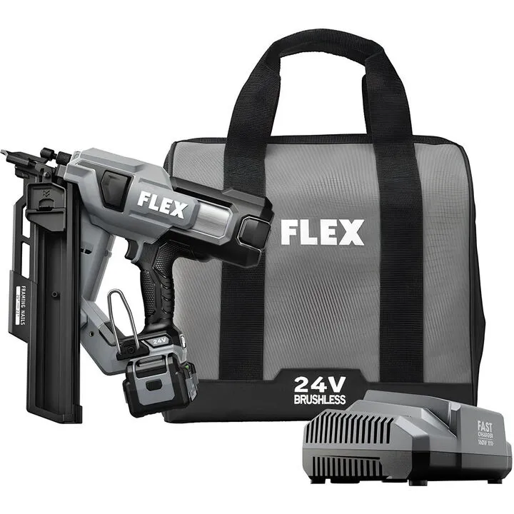 FLEX 24V Brushless 21 Degree Framing Nailer Kit - Professional Cordless Performance
