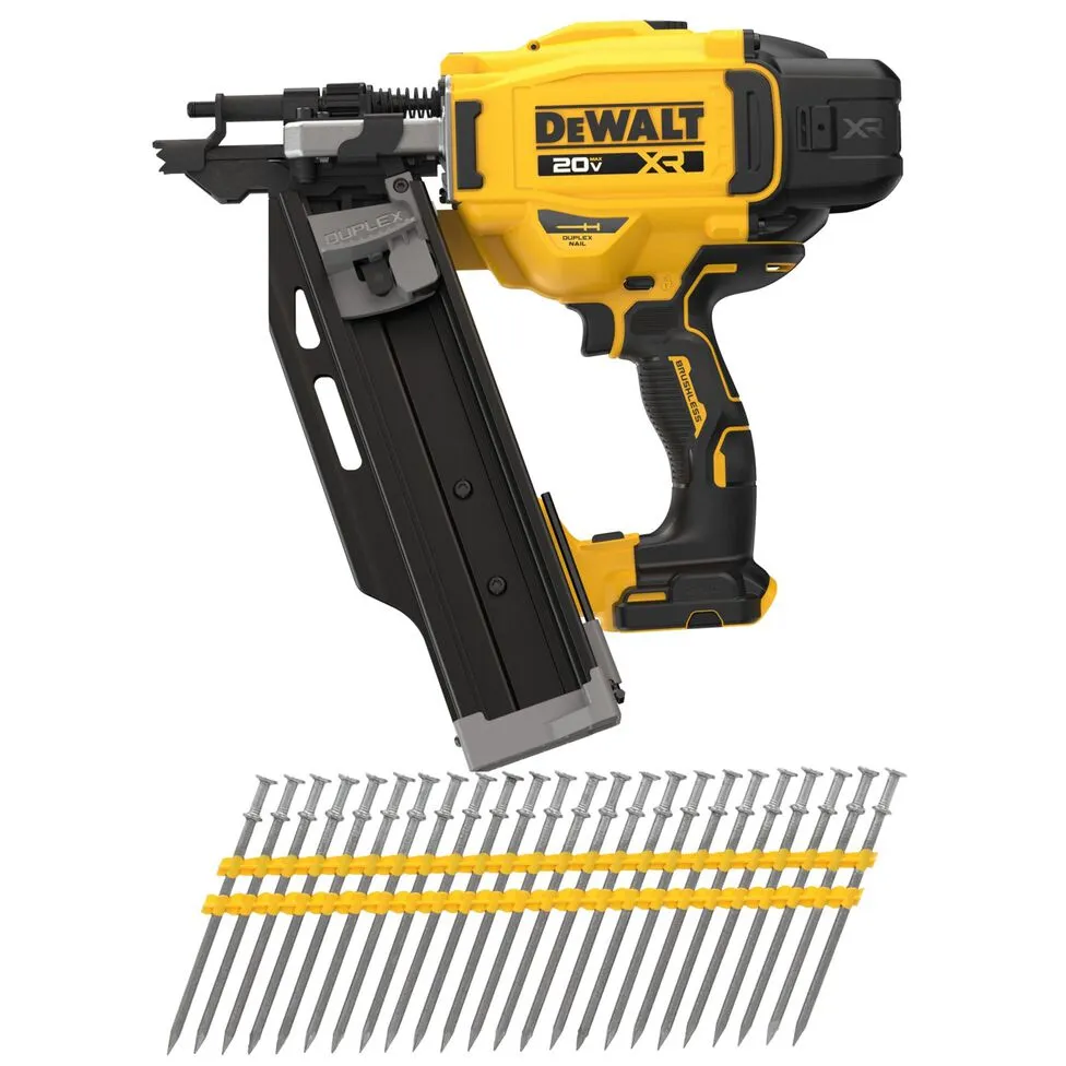 DEWALT 20V Max XR 21 Degree Plastic Collated Duplex Nailer & 16D Nail Bundle