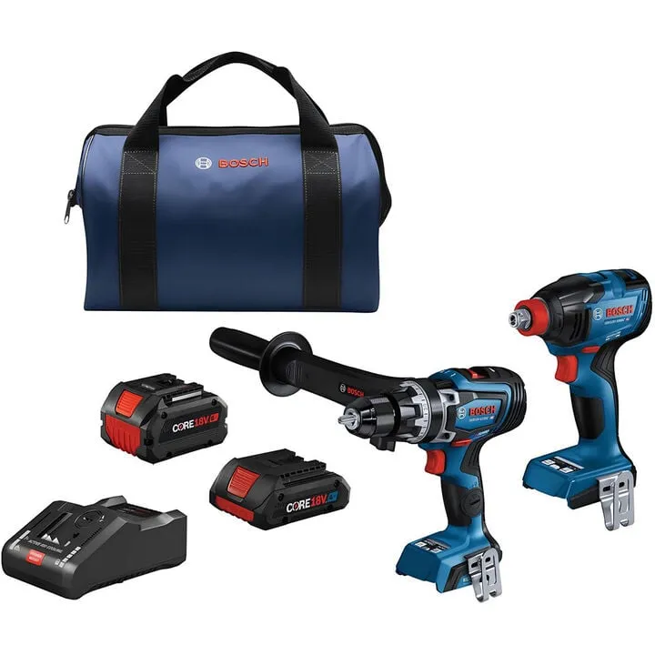 Bosch 18V 2-Tool Combo Kit: 1/2-Inch Hammer Drill & Impact Driver with CORE18V Battery System