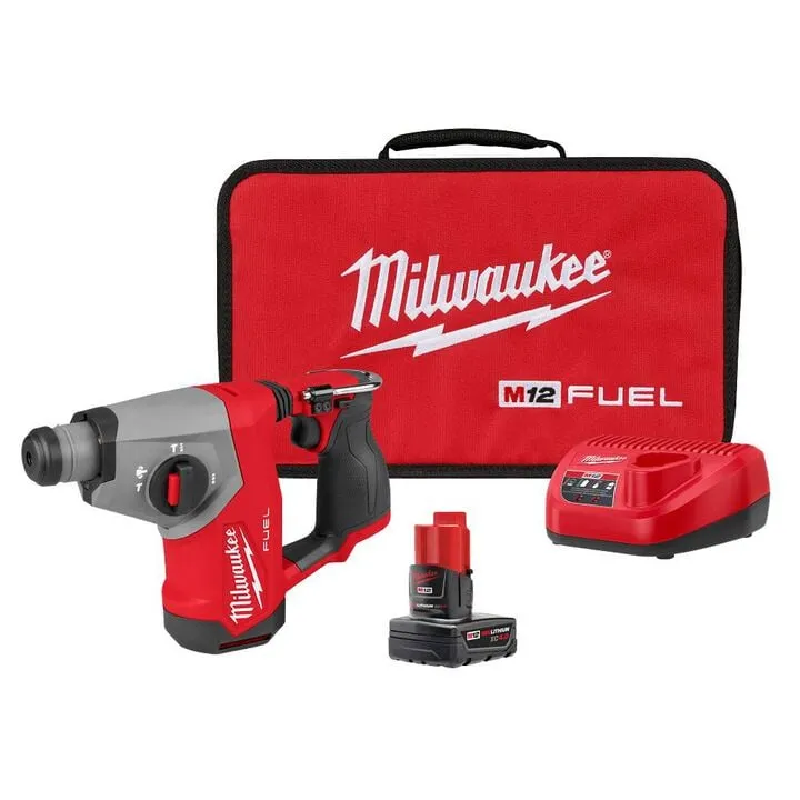 Milwaukee M12 FUEL 5/8 Inch SDS Plus Rotary Hammer Kit - High-Performance Cordless Drilling