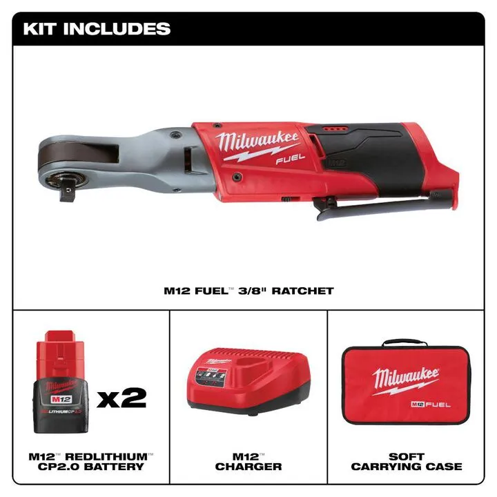 Milwaukee M12 FUEL Ratchet 2 Battery Kit - Professional Grade Cordless Power 1