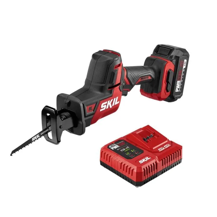 SKIL PWRCORE 20 Brushless 20V Compact Reciprocating Saw Kit - High-Efficiency Cutting Power