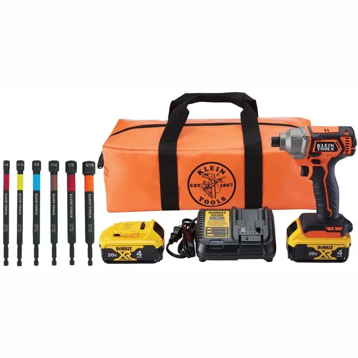 Klein Tools Compact Impact Driver Kit & 6pc Magnetic Power Nut Setter Bundle