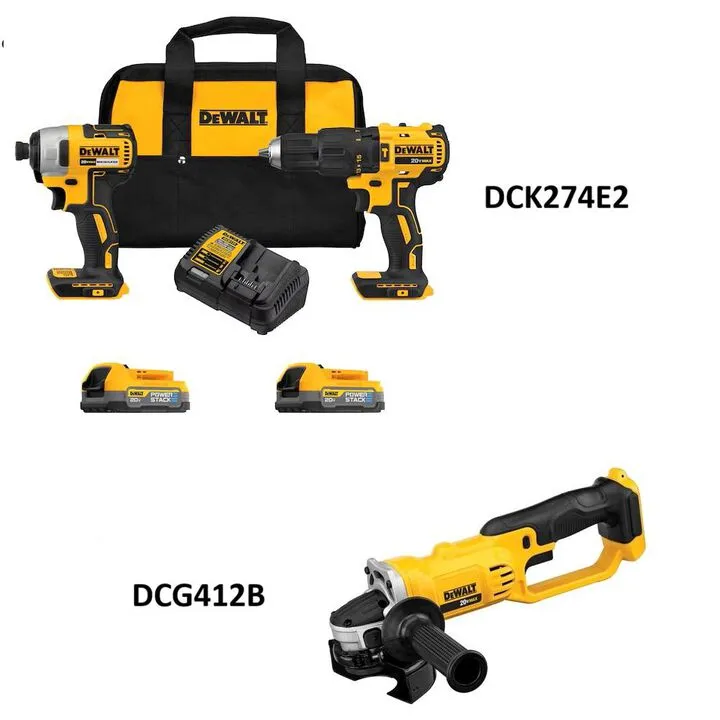 DEWALT 20V MAX 2-Tool Combo Kit and 4-1/2 to 5-Inch Grinder Bundle 1
