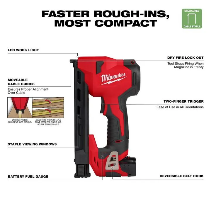 Milwaukee M12 Cordless Cable Stapler Kit: Professional Performance for Romex Installations 3