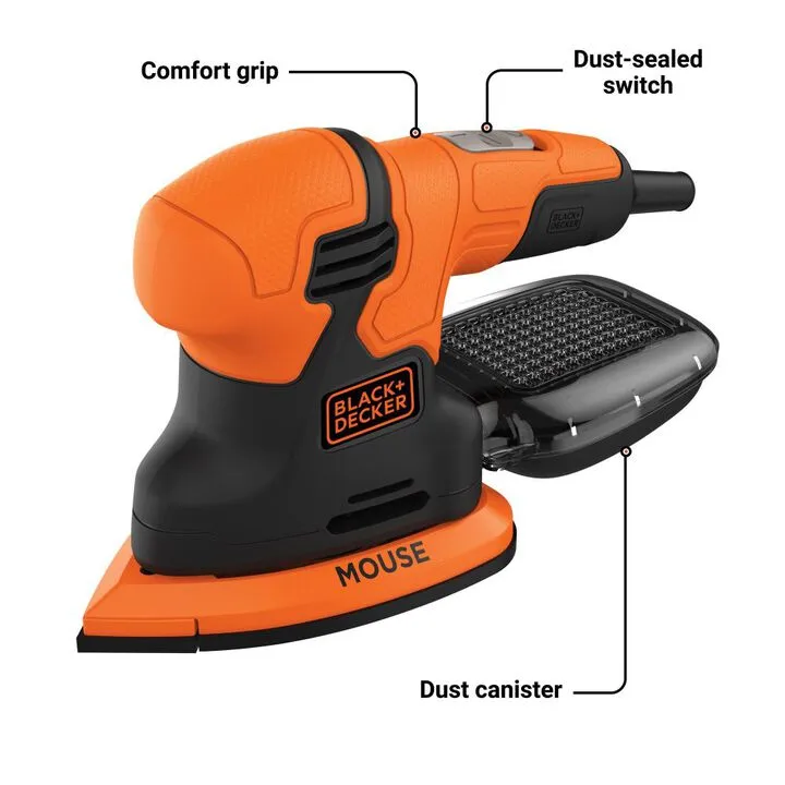 Black and Decker Mouse 1.2 Amp Electric Detail Sander - Precision Crafting Tool 1