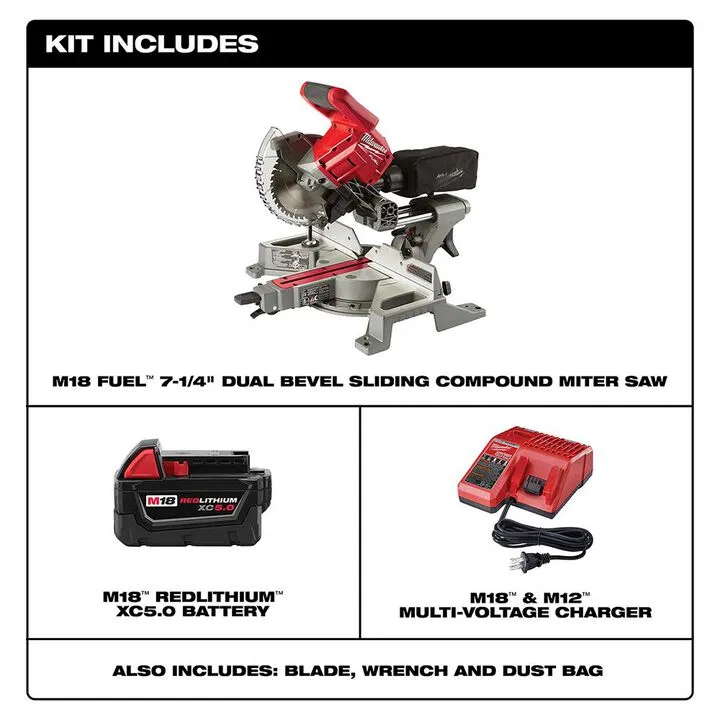 Milwaukee M18 FUEL 7-1/4 in. Dual Bevel Sliding Compound Miter Saw Kit - Professional Edition 1