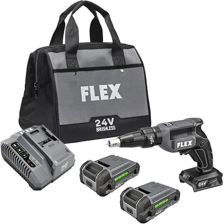 FLEX 24V Brushless Drywall Screw Gun Kit - Professional Performance & Precision Control