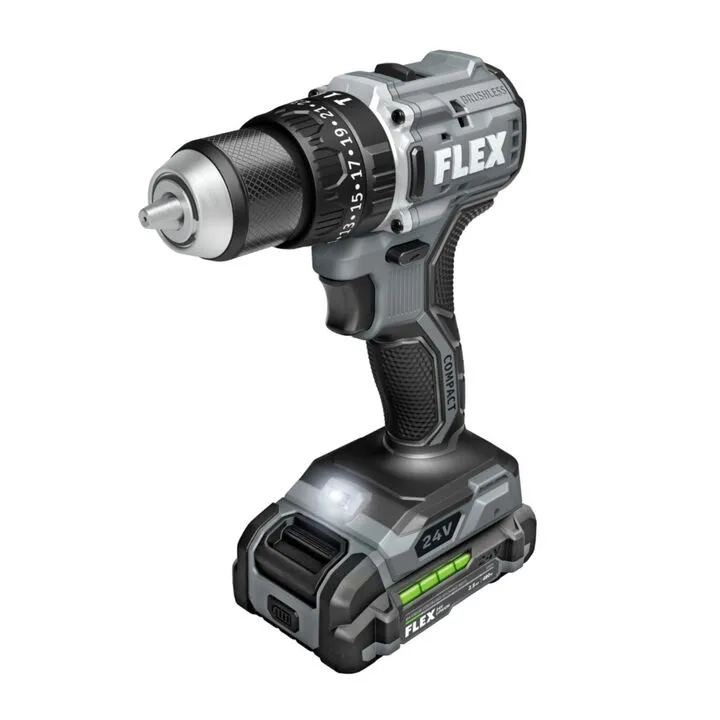 FLEX 24V Cordless 1/2 Inch 2-Speed Compact Hammer Drill Kit - Professional Performance Series 3