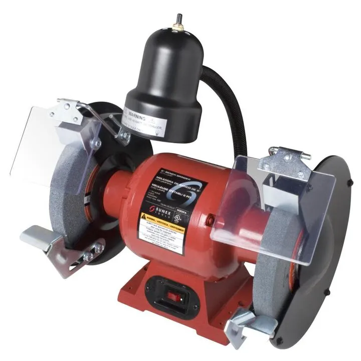 Sunex 8-Inch Industrial-Grade Bench Grinder with Integrated Work Light