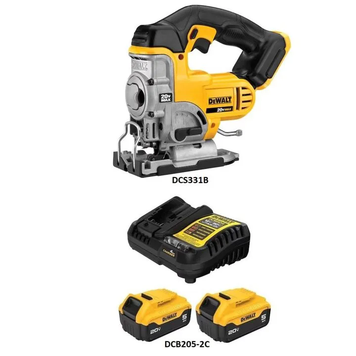 DEWALT 20V MAX Cordless Jig Saw with 5Ah Lithium-Ion Starter Kit - Professional Grade Bundle 1