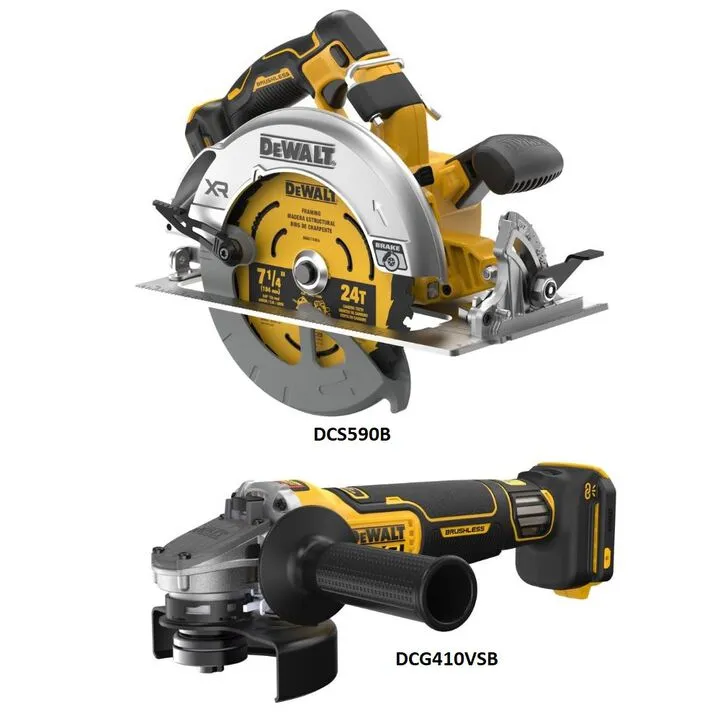 DEWALT 20V MAX 7-1/4 Inch Cordless Saw & 4-1/2 Inch - 5 Inch Grinder Combo Kit 1