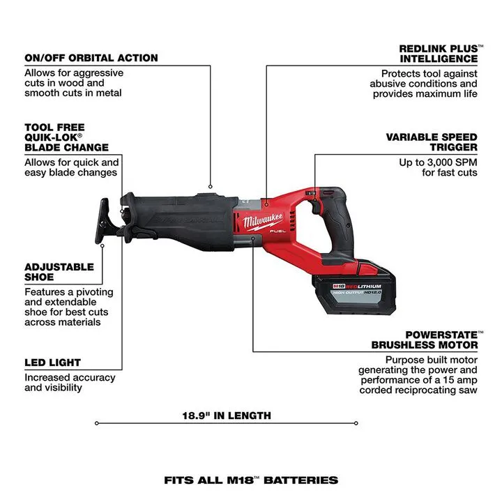 Milwaukee M18 FUEL SUPER SAWZALL Kit - High-Performance Cordless Demolition Power 3