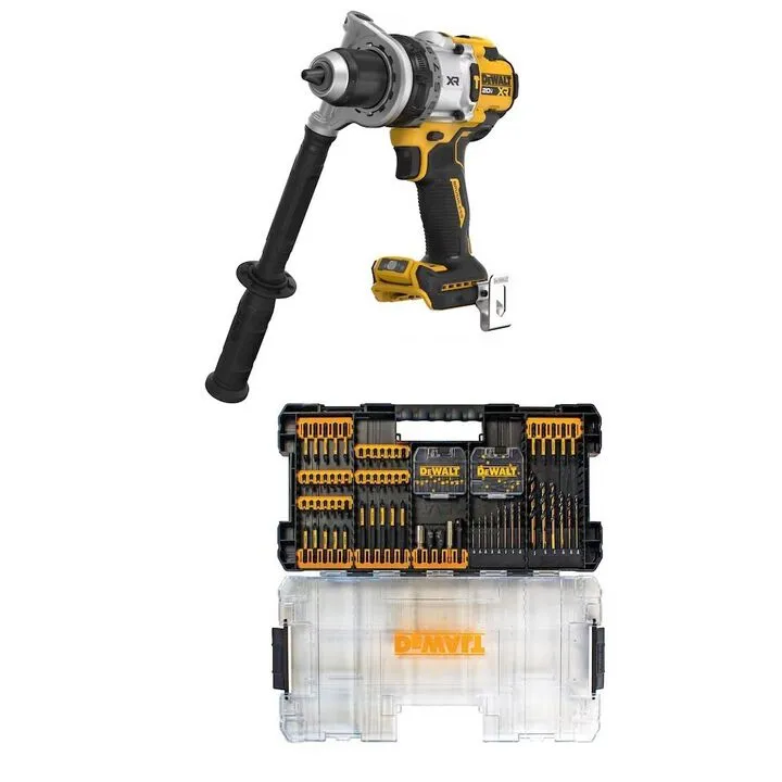 DEWALT 20V MAX Cordless Hammer Drill and 100-Piece Professional Bit Set Bundle