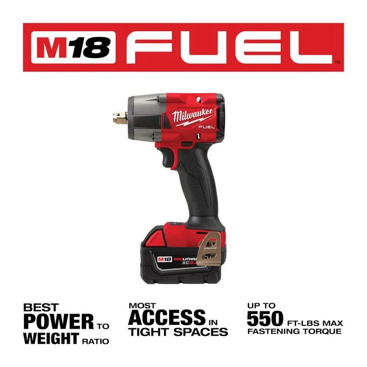 Milwaukee M18 FUEL 1/2inch Mid-Torque Impact Wrench with Pin Detent Kit 2