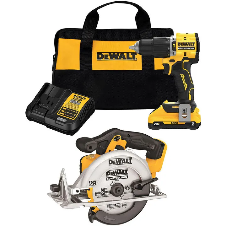 DEWALT ATOMIC 20V MAX Compact Hammer Drill and Circular Saw Combo Kit