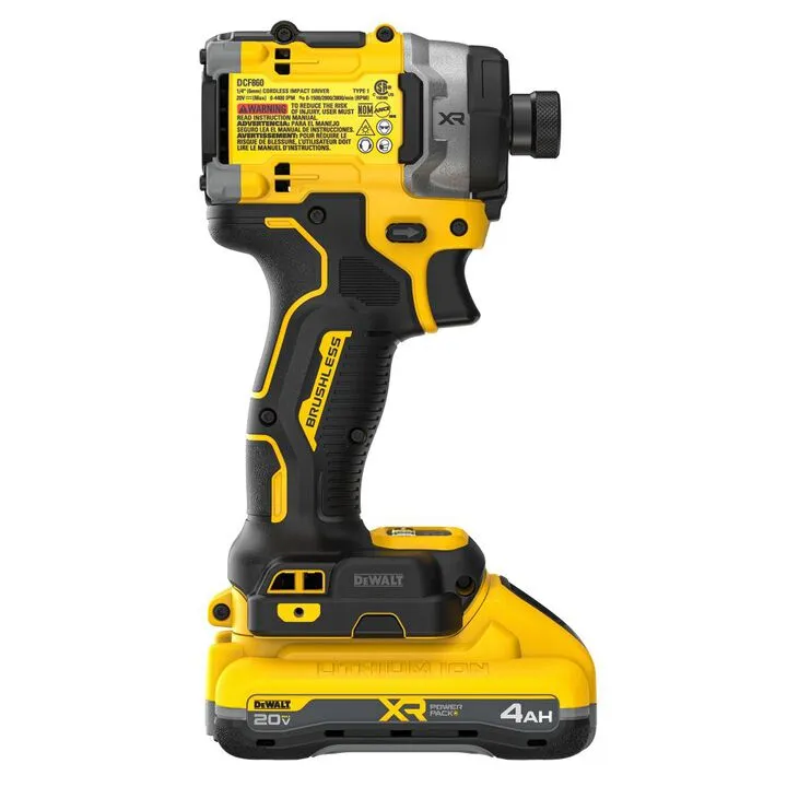 DEWALT 20V MAX XR 3-Speed High Torque 1/4 Inch Impact Driver Kit with Rapid Load Accessory Set & Toughcase+ 4