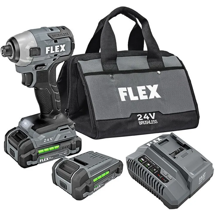FLEX 24V 1/4-In. Hex Impact Driver Kit - Professional Grade Cordless Power