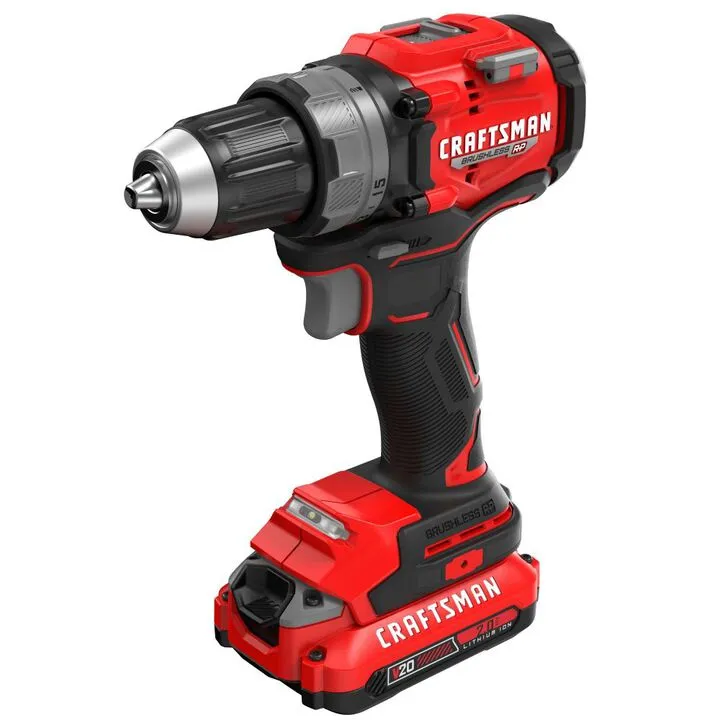 CRAFTSMAN V20 Brushless RP 1/2 Inch Drill/Driver Kit with 2.0Ah Batteries & Charger 1