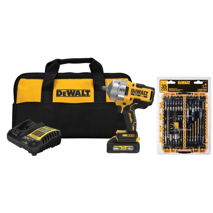 DEWALT 20V MAX 1/2 Inch High Torque Impact Wrench & Rapid Load Accessory Set (Toughcase+ Bundle)