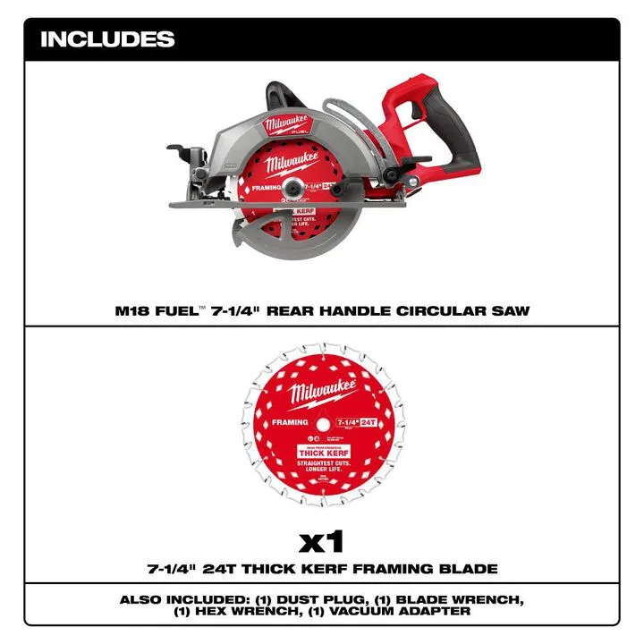 Milwaukee M18 FUEL 7-1/4 Inch Rear Handle Circular Saw (Bare Tool) 2