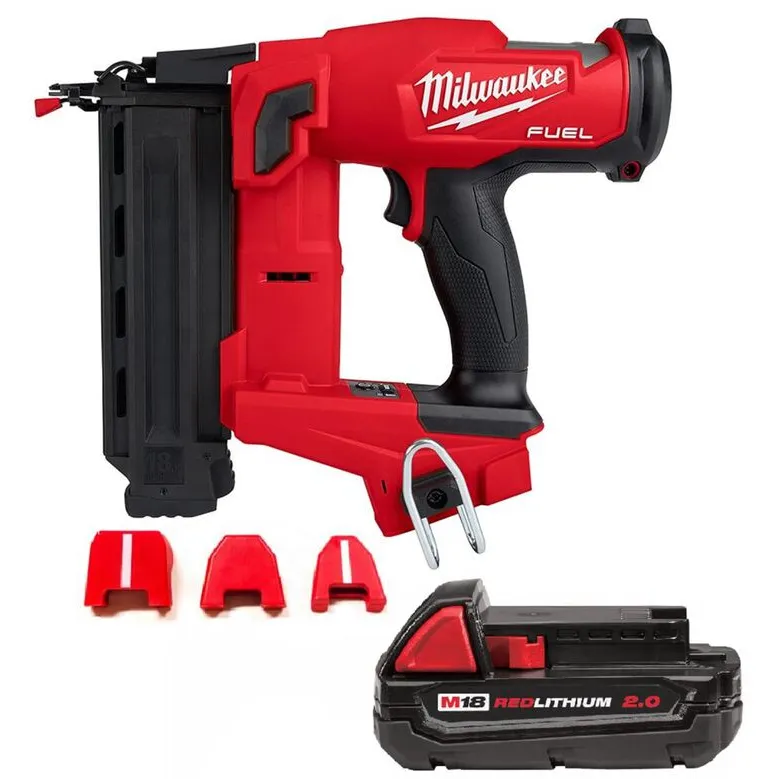 Milwaukee M18 FUEL 18 Gauge Brad Nailer Kit with 2.0Ah Compact Battery & 3-Pack No-Mar Pads