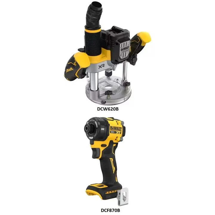 DEWALT 20V MAX Cordless Plunge Router & Hydraulic Impact Driver Professional Bundle 1