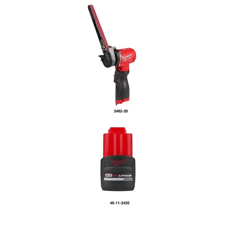 Milwaukee M12 FUEL 1/2 Inch x 18 Inch Bandfile with CP2.5 Battery Bundle 1