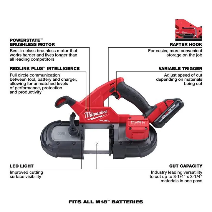 Milwaukee M18 FUEL Compact Band Saw Kit - High-Performance Cordless Precision 1