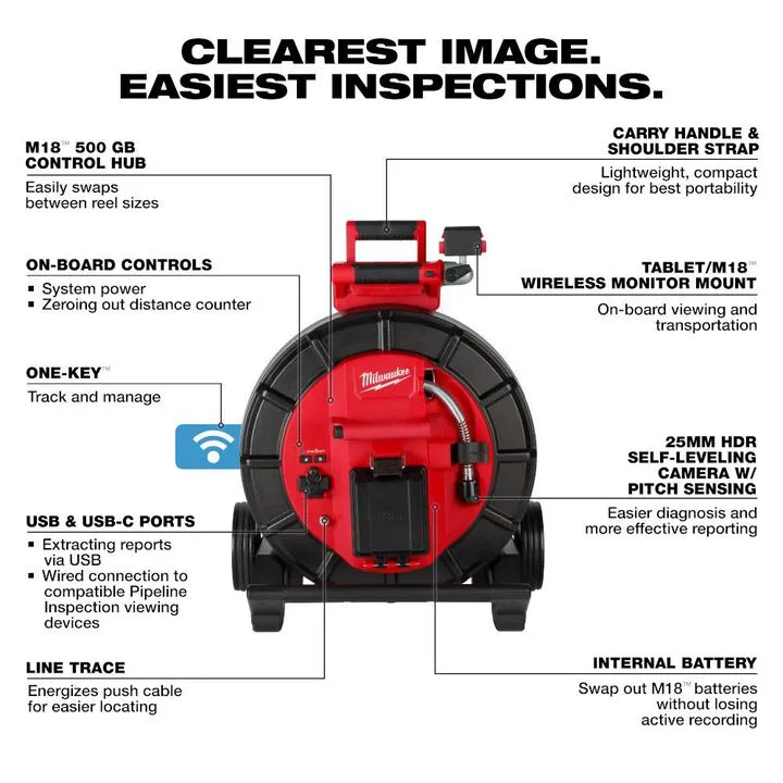 Milwaukee M18 200 Ft. Mid-Stiff Modular Pipeline Inspection System Kit 2