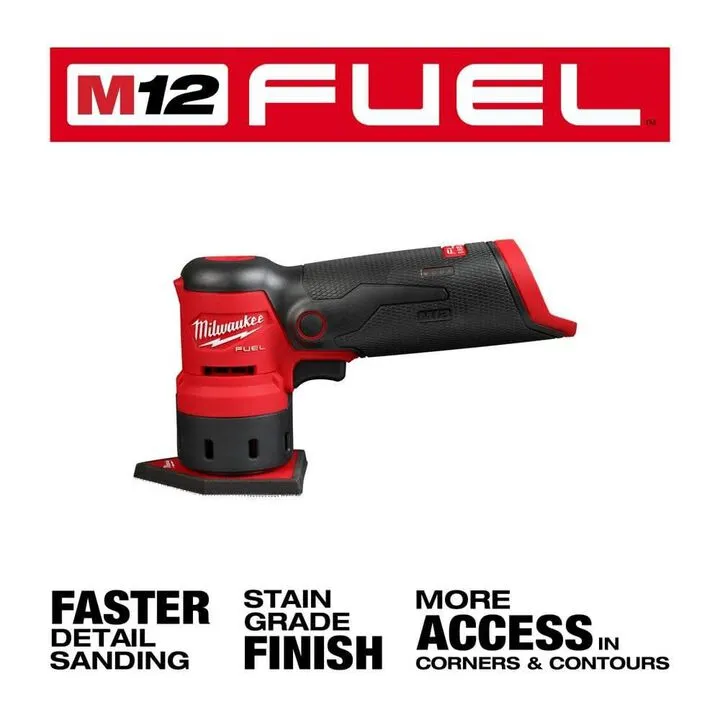 Milwaukee M12 Orbital Sander (Bare Tool) with Premium Mesh Sanding Sheet 12-Pack Bundle 5