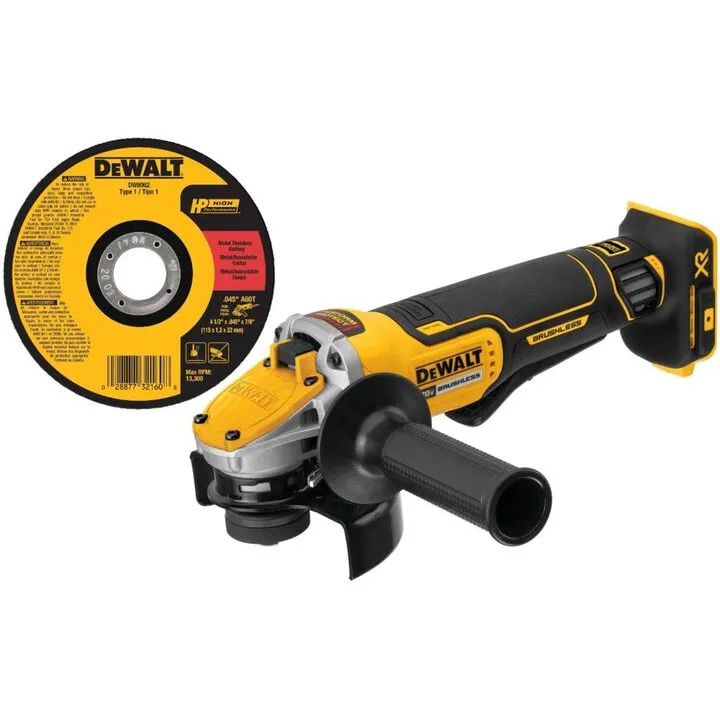DEWALT 20V MAX XR 4.5-5 Inch Small Angle Grinder & Premium Cutting Wheel Bundle