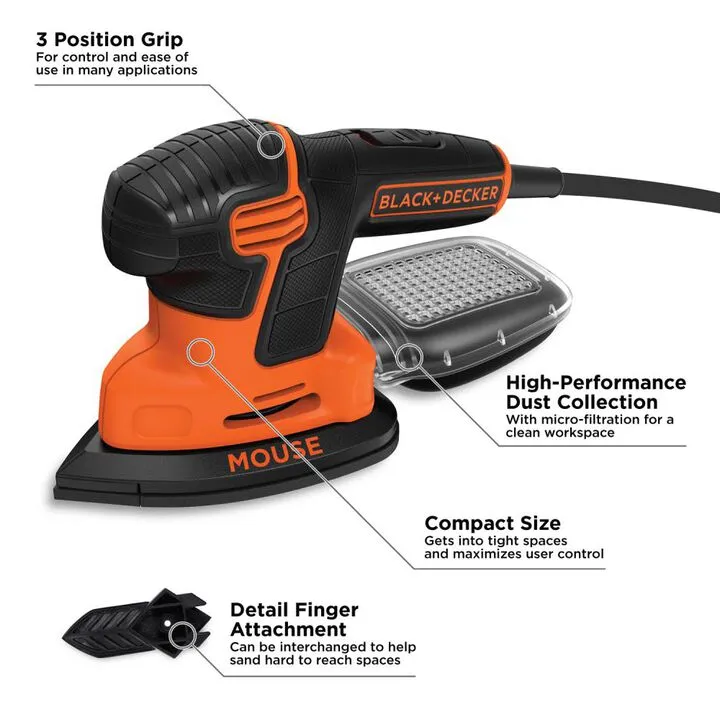 Black and Decker 1.2 Amp MOUSE Detail Sander - Precision Crafting Tool 2
