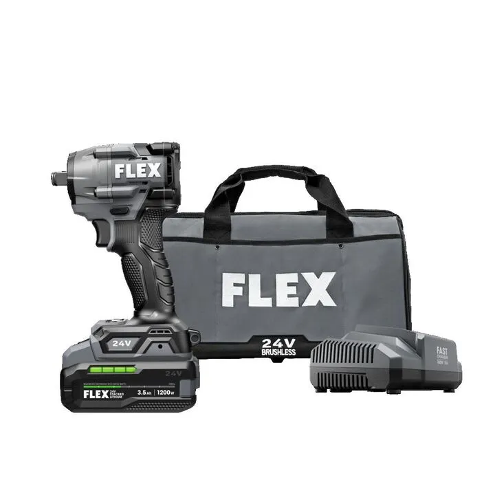 FLEX 24V Cordless 1/2 Inch Compact Impact Wrench Stacked Lithium Kit 3