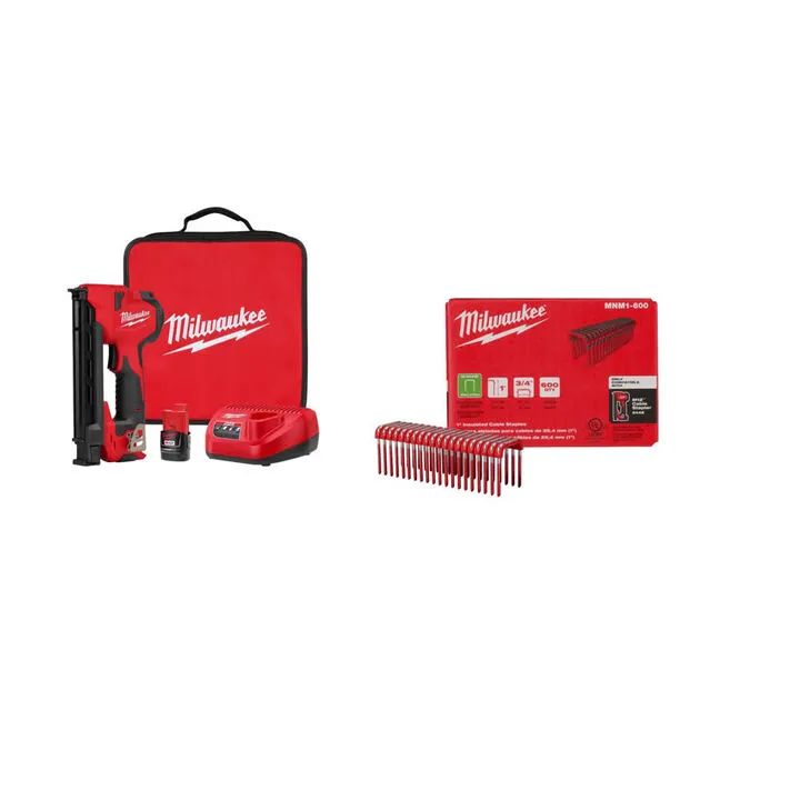 Milwaukee M12 Cable Stapler Kit with 1-inch Insulated Cable Staples (600qty Bundle) 1