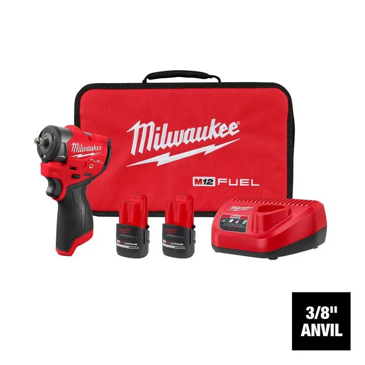 Milwaukee M12 FUEL 3/8 Inch Subcompact Impact Wrench with Friction Ring Kit 3