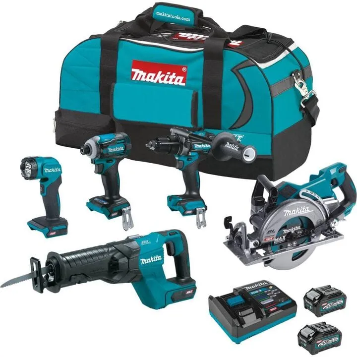 Makita 40V XGT 5-Piece Industrial Brushless Power Tool Bundle with 4.0Ah Battery System