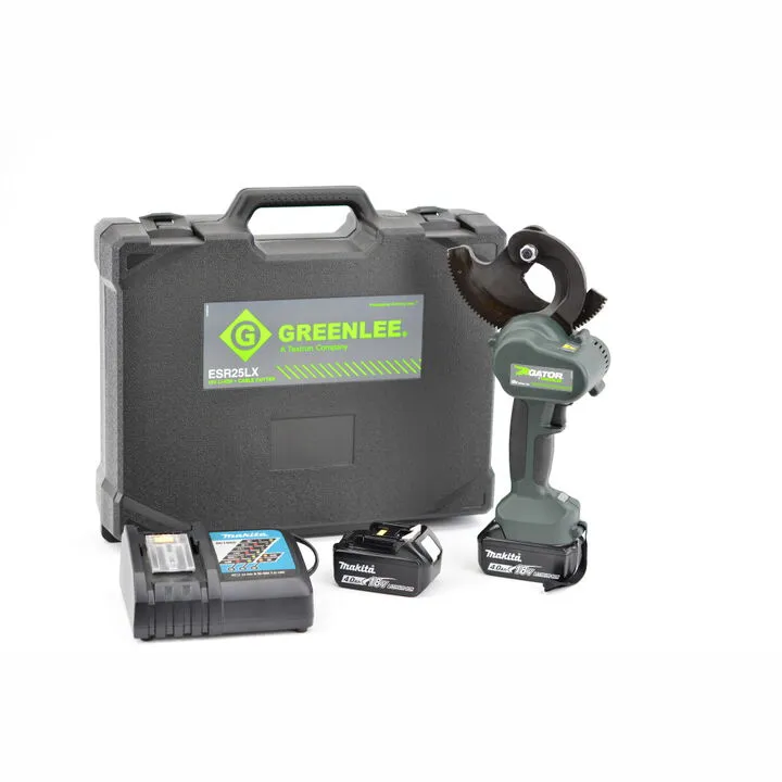 Greenlee Gator Battery Ratchet Cutter Kit (Includes 2x 18V 4.0Ah Makita Batteries, Charger & Case)