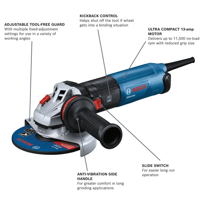 Bosch 6-Inch Professional Angle Grinder with Slide Switch and X-LOCK Technology 1