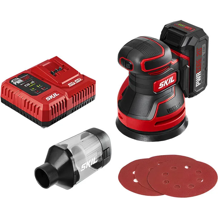 SKIL PWRCORE 20 Brushless 20V Random Orbital Sander Kit - High-Performance Cordless Precision