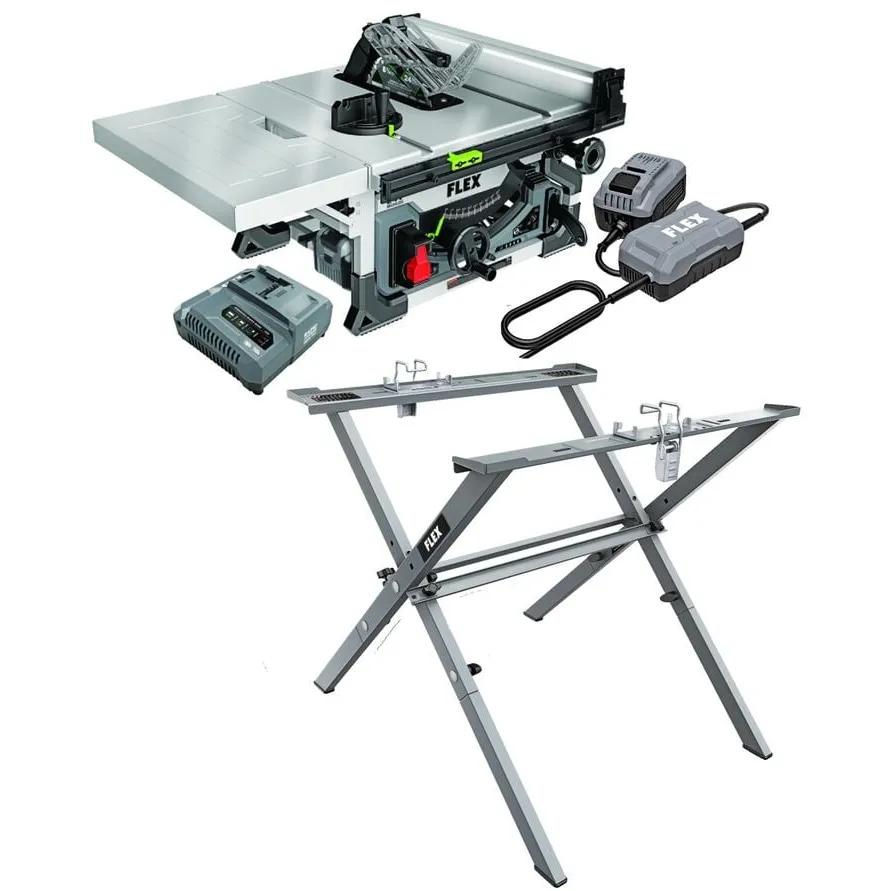 FLEX 8-1/4 Inch Table Saw Stacked Lithium Kit with 24V Power Adapter & Heavy-Duty Folding Stand
