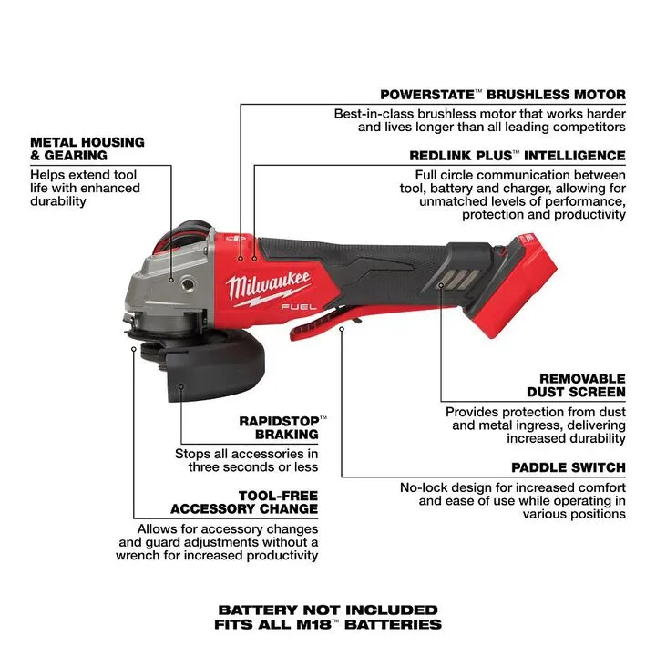 Milwaukee M18 FUEL 4-1/2 in. / 5 in. Grinder (Bare Tool) 2