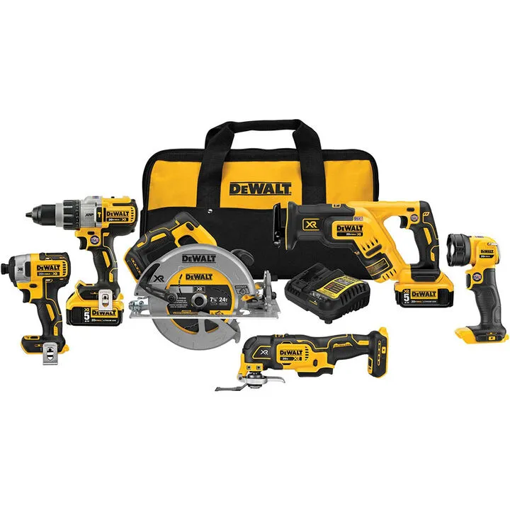DEWALT 20V MAX XR Cordless 6-Tool Combo Kit - Professional Grade Performance