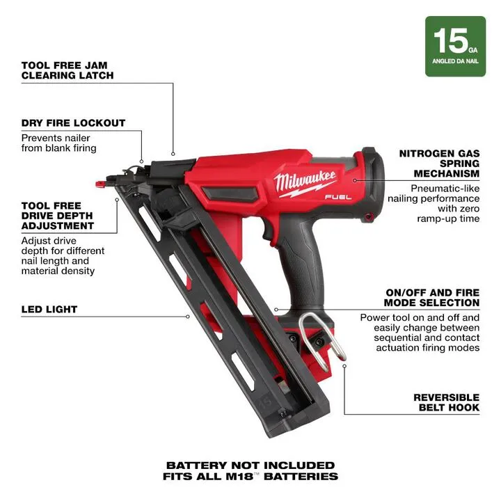 Milwaukee M18 FUEL 15 Gauge Finish Nailer (Bare Tool) 4