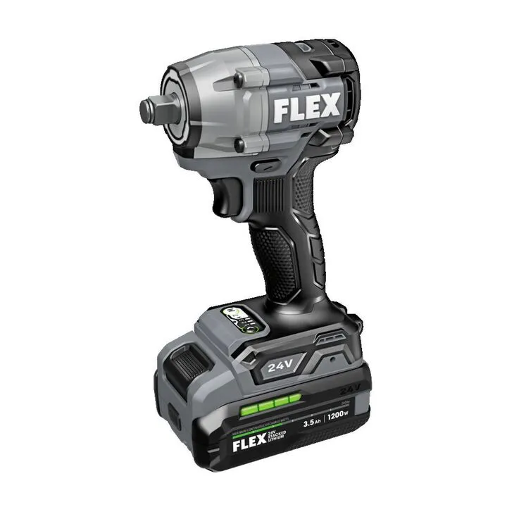FLEX 24V Cordless 1/2 Inch Compact Impact Wrench Stacked Lithium Kit 1