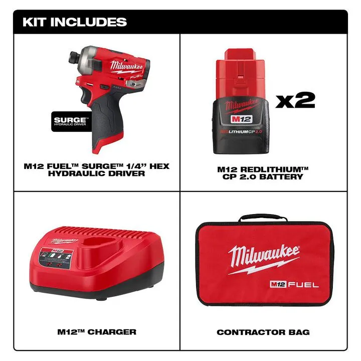 Milwaukee M12 FUEL SURGE 1/4 in. Hex Hydraulic Driver 2-Battery Kit 1