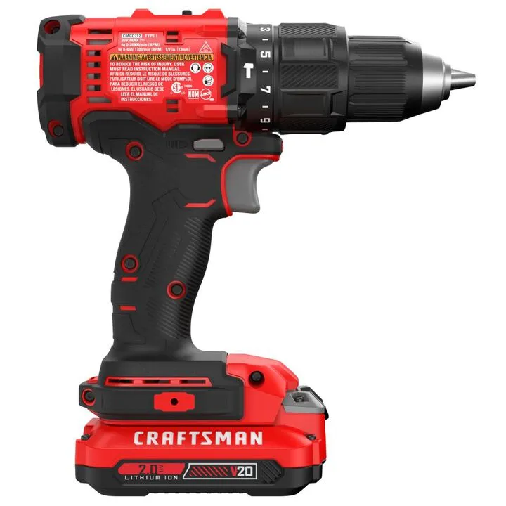 CRAFTSMAN 20V MAX 1/2 Inch Hammer Drill Kit - High-Performance Cordless Power 3