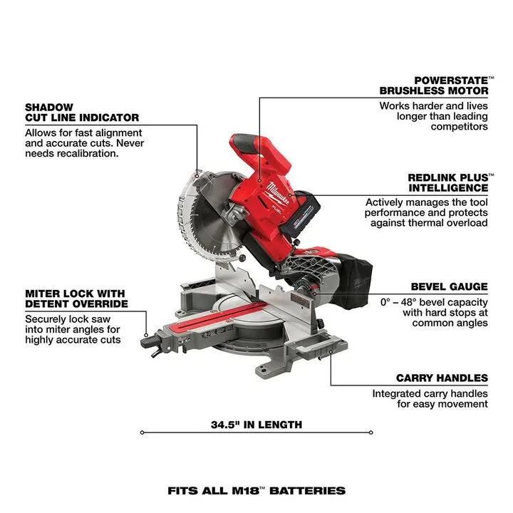 Milwaukee M18 FUEL 10-inch Dual Bevel Sliding Compound Miter Saw Kit - Professional Grade Performance 3