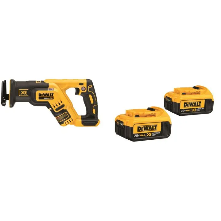 DEWALT 20V MAX Compact Reciprocating Saw & Premium XR Battery 2pk Bundle